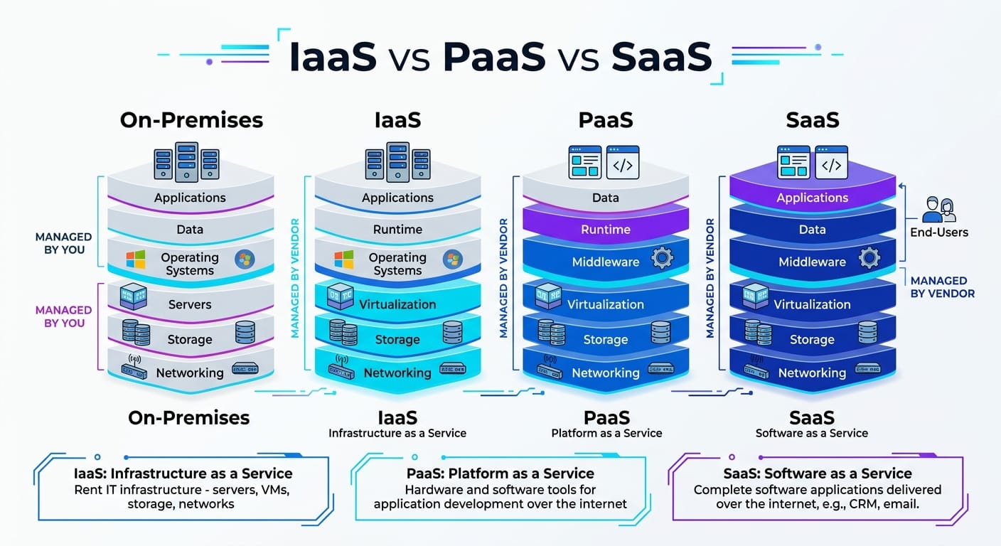 iaas paas saas modele usług - infografika